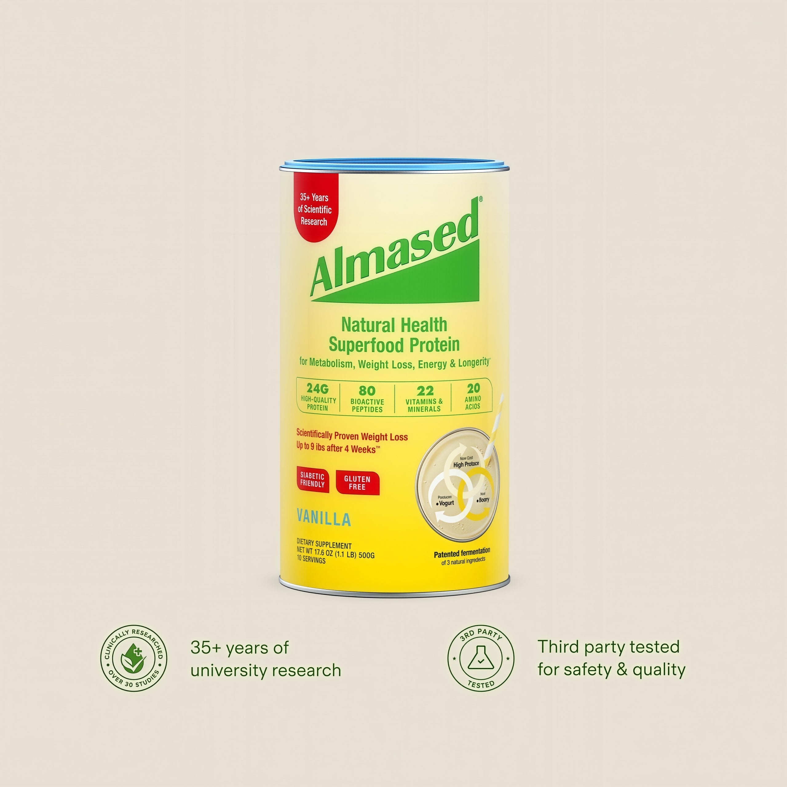 Almased High Protein Shakes Meal Replacement Shake Vanilla Flavor