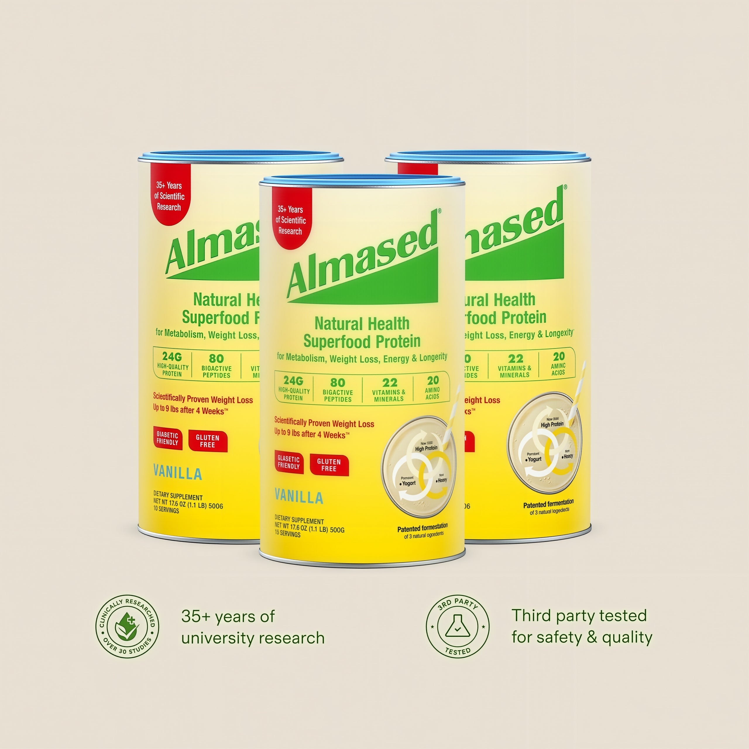 Almased High Protein Shakes Meal Replacement Shake Vanilla Flavor