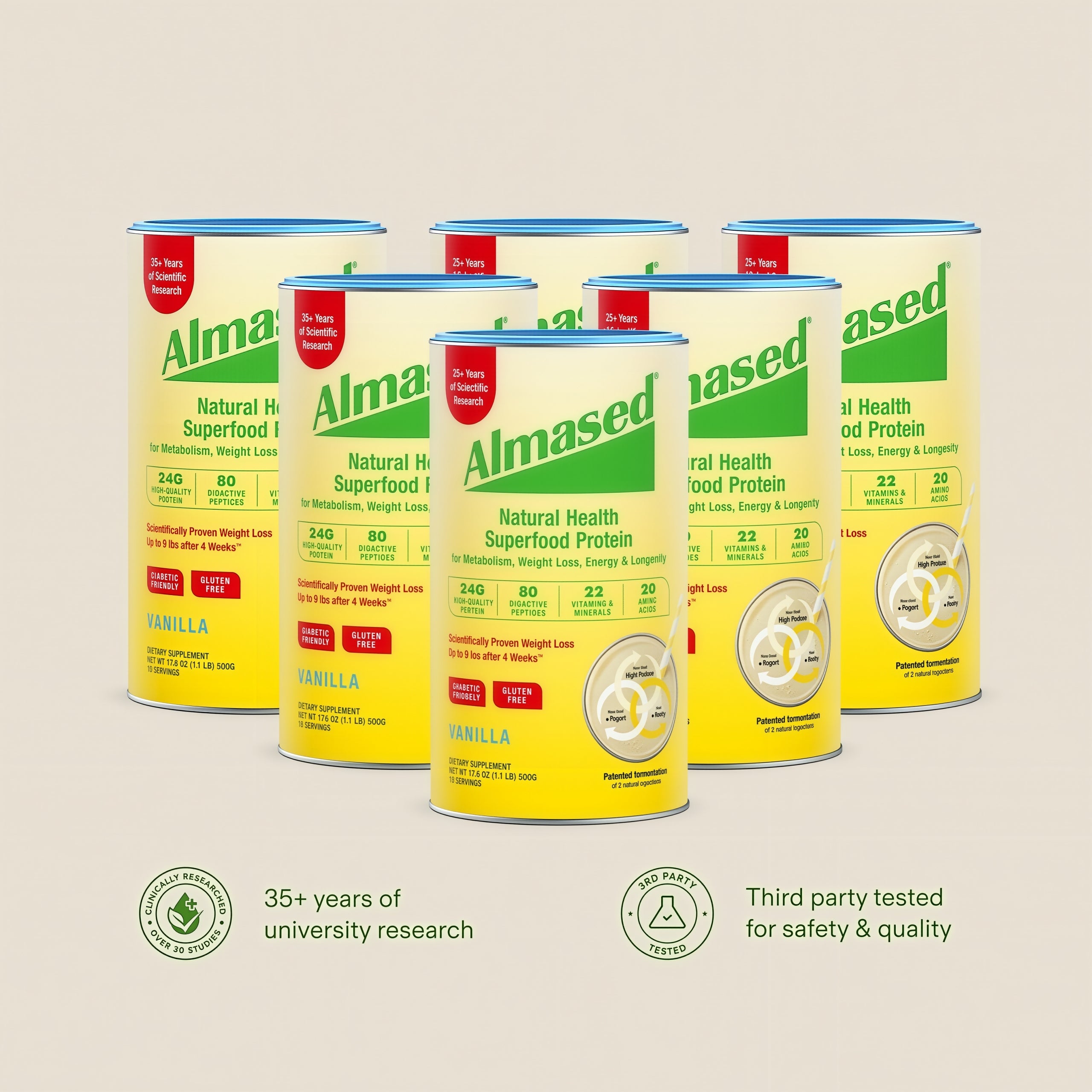 Almased High Protein Shakes Meal Replacement Shake Vanilla Flavor